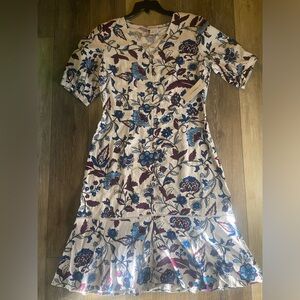 Liz Claiborne Floral Midi Dress - Blue and Cream